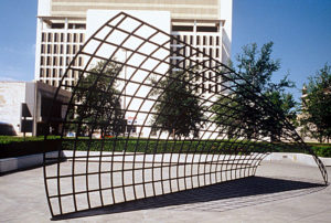 STEEL WAVE 12 ft x 30 ft x 9 ft painted steel Commissioned for the Sun and Star Japan Festival, Dallas, TX, by A.H. Belo Corporation Foundation.