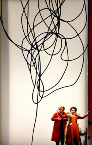 THE HANGING GARDENS OF BABYLONwith Zelijko Lucic as Nabucco and Anna Shafajinskaia as Abigaille.
photo by Nan Coulter
NABUCCO by Verdi, sets and costume design by Tom Orr and Frances Bagley for the 50th Anniversary season of the Dallas Opera. THE HANGING GARDENS OF BABYLON with Zelijko Lucic as Nabucco and Anna Shafajinskaia as Abigaille. photo by Nan Coulter NABUCCO by Verdi, sets and costume design by Tom Orr and Frances Bagley for the 50th Anniversary season of the Dallas Opera.