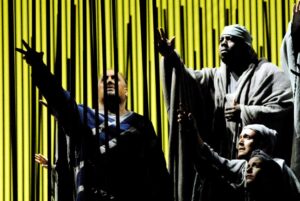 ALONG THE BANKS OF THE EHPHRATES with Peter Roseas Zaccaria and the Dallas Opera Chorus www.DallasArtsRevue photo by J.R. Compton Nabucco by Verdi, sets and costume design by Tom Orr and Frances Batgley for the 50th Anniversary season of the Dallas Opera.